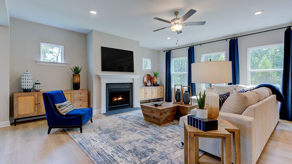 Gathering room with fireplace
